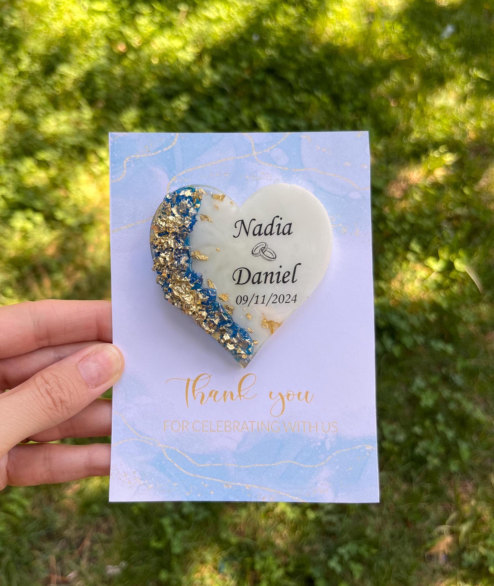 Epoxy Magnet with Card,Thank you favors,Magnet,Personalized Magnet Favor for Guest,Rustic Bridal Shower Favors, Baby Shower Favors