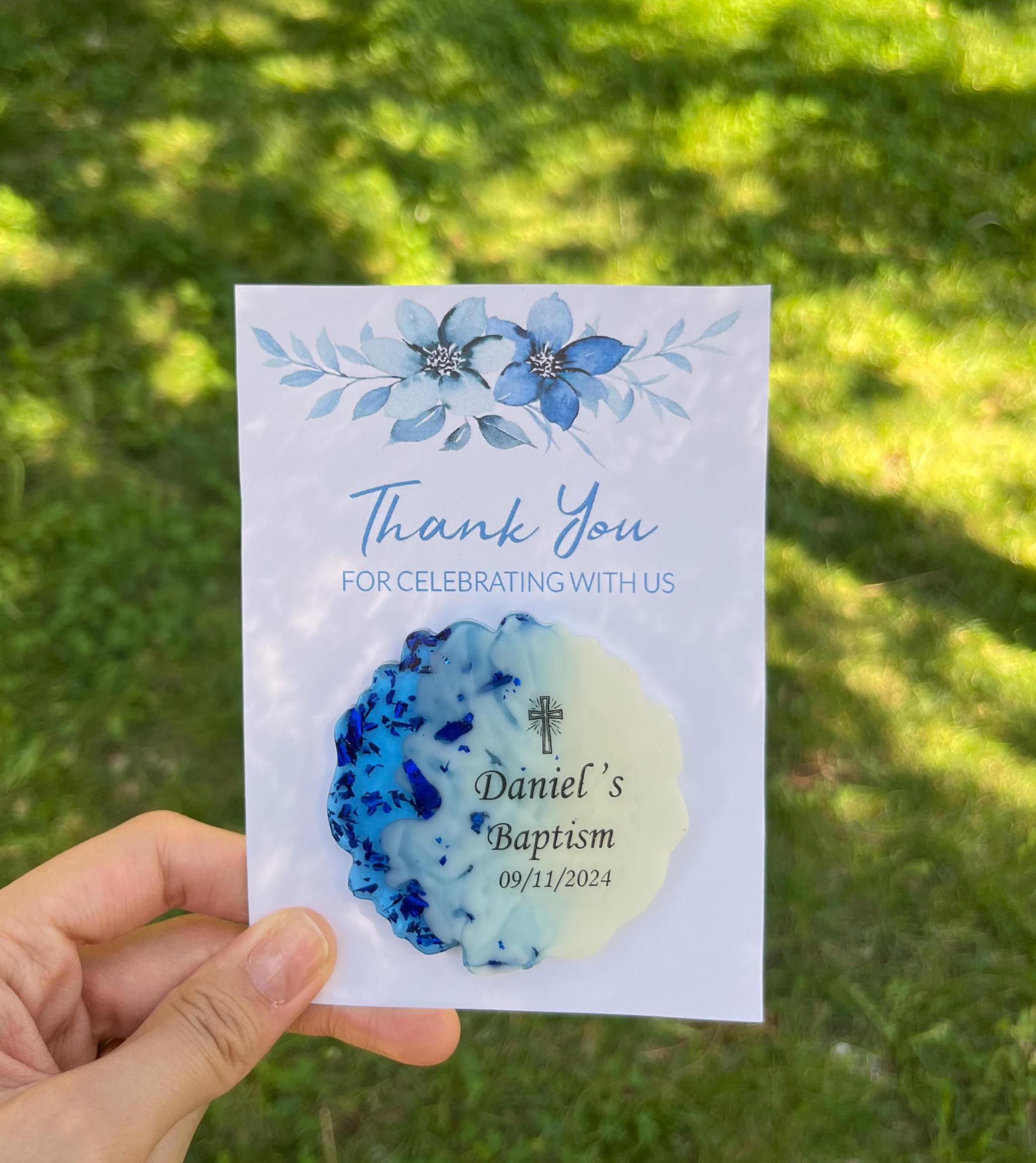 Blue Baptism Magnet Favor, Personalized First Holy Communion Favors,Baptism Magnet Favor,Baptism Magnet Gift,Christening Favor,Mi Bautizo