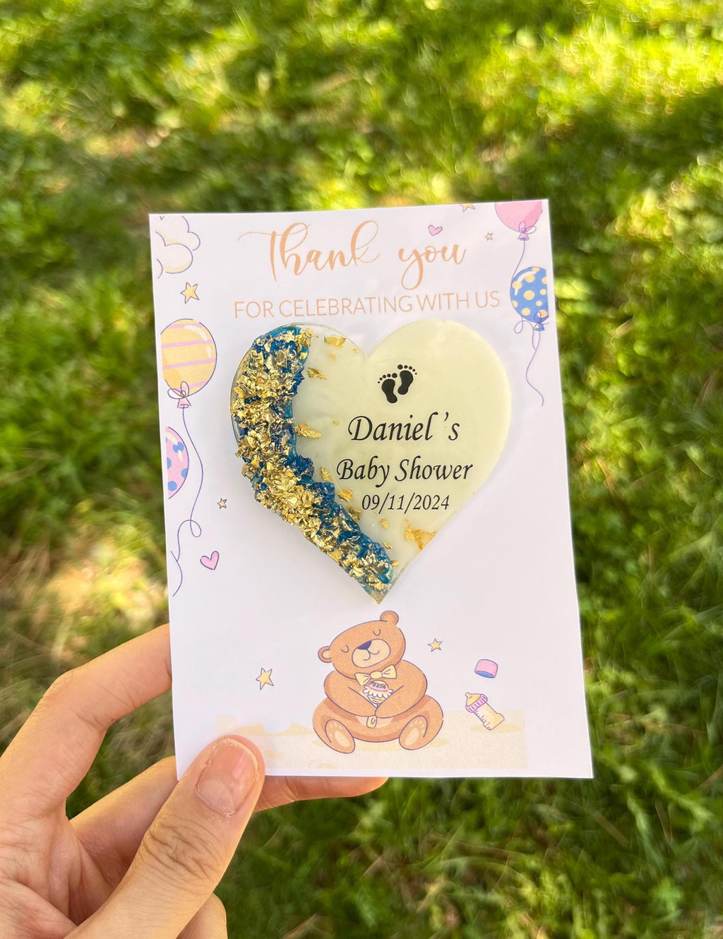 Wedding Gold Epoxy Magnet Gift,Nikkah Favor,Personalized Wedding Favor,Wedding favors for guests, Thank you favors,Epoxy Magnet with Card