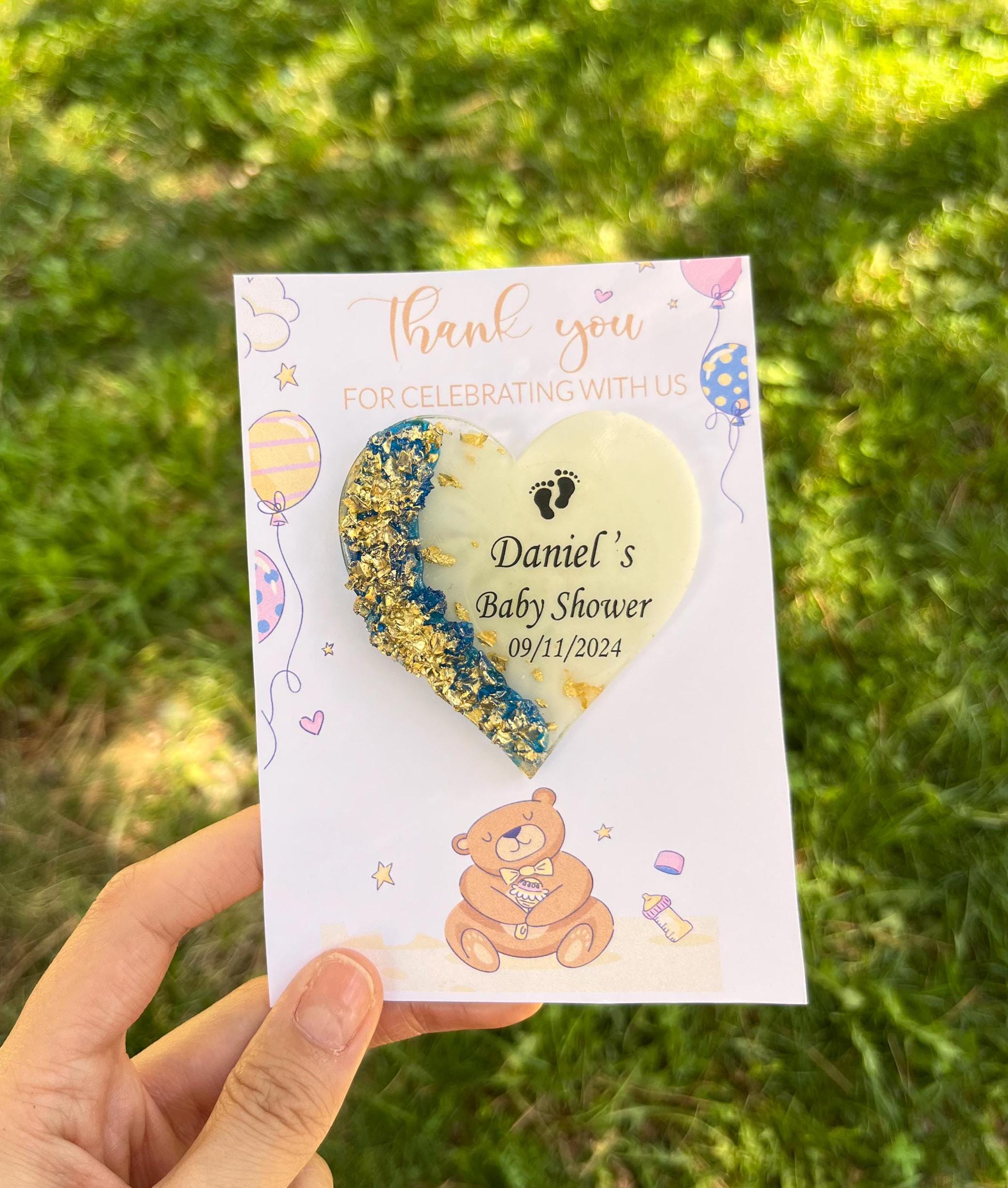 Epoxy Magnet with Card,Thank you favors,Magnet,Personalized Magnet Favor for Guest,Rustic Bridal Shower Favors, Baby Shower Favors