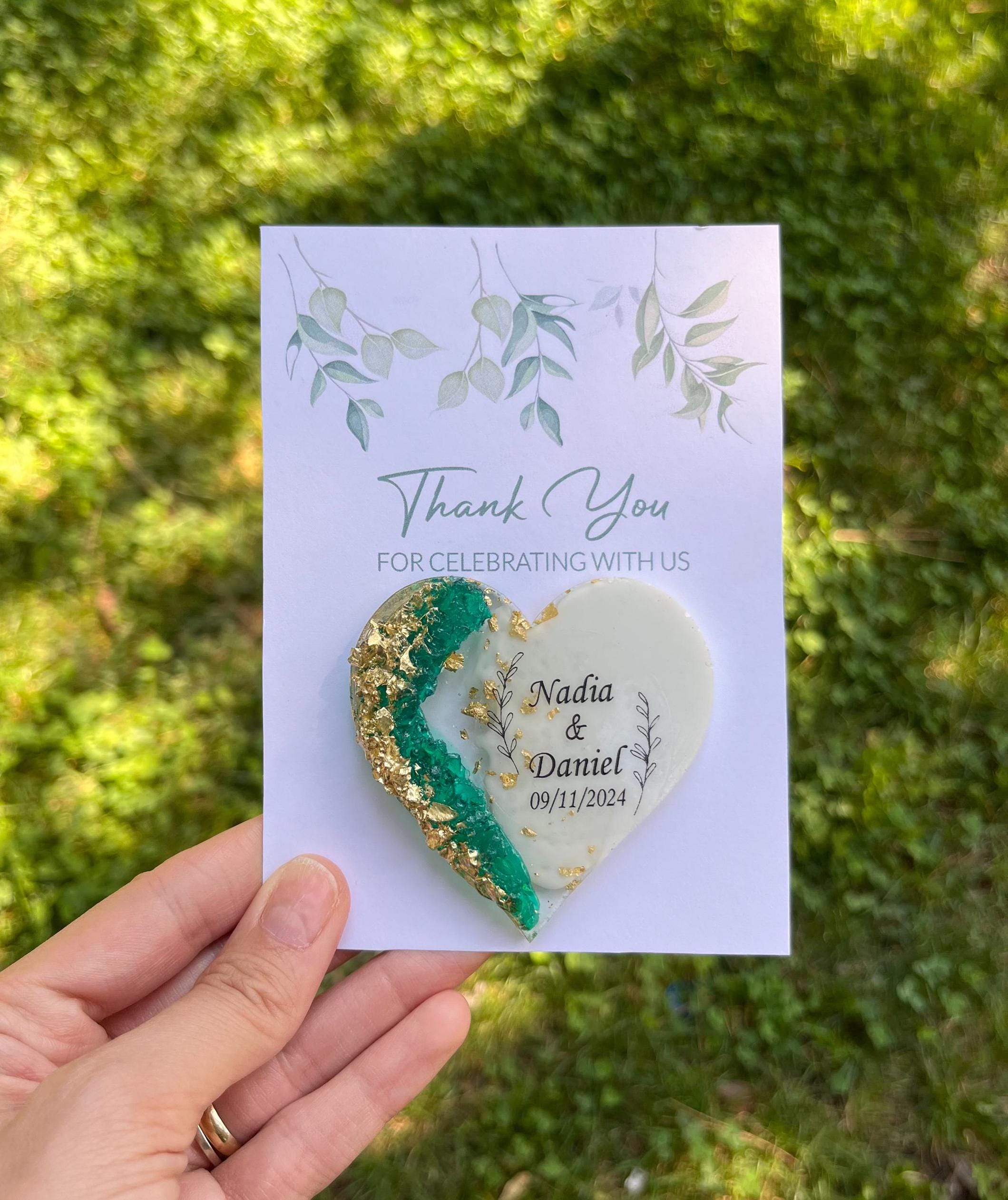 Epoxy Magnet with Card,Thank you favors,Magnet,Personalized Magnet Favor for Guest,Rustic Bridal Shower Favors, Baby Shower Favors